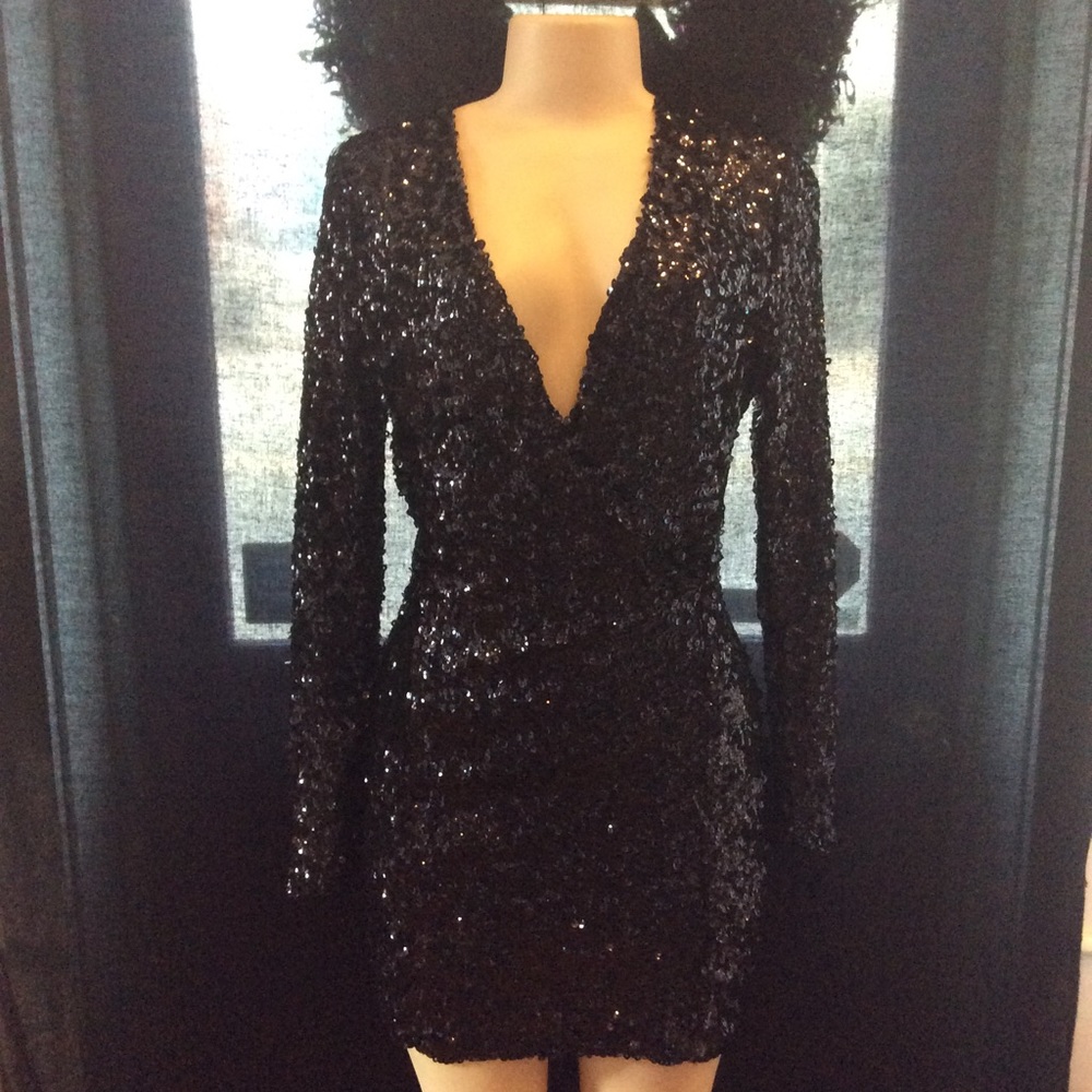 VENUS black sequin party dress